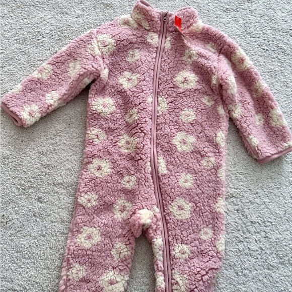 Joe Fresh Other - Joe Fresh Pink and Cream Floral Fleece One-Piece Outerwear Snow Suit